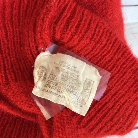Alan Pain Chunky Red Shetland Wool Vintage Unisex Pullo Size M Sweater - Picture 8 of 8